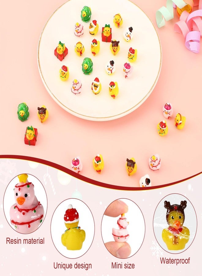 Sinbana 100pcs Mini Resin Christmas Ducks Bulk, Assorted Tiny Winter Ducks Figurines Little Small Miniature Duck Figures Decoration for Xmas Holiday Decorations Christmas Stocking Stuffers Party Favors Gifts - Image 4